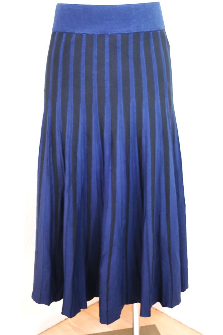 ATSURO TAYAMA Blue Knit Stripes Pleats Small Long Skirt 36 2 4