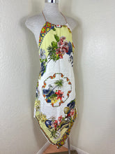 Load image into Gallery viewer, Sandro Paris Scarf Print Halter Dress Geometric Floral Handkerchief Hem Size 2 M 4 6 7
