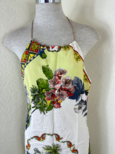 Load image into Gallery viewer, Sandro Paris Scarf Print Halter Dress Geometric Floral Handkerchief Hem Size 2 M 4 6 7

