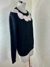 Load image into Gallery viewer, Boutique Moschino Black 100% Cashmere Sweater White Peter Pan Circle Collar M 4 6 7
