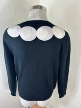 Load image into Gallery viewer, Boutique Moschino Black 100% Cashmere Sweater White Peter Pan Circle Collar M 4 6 7
