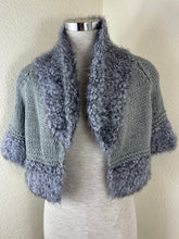 Load image into Gallery viewer, Emilio Pucci Gray Chunky Knit Cardigan Sweater Faux Fur Trim Metallic Open Front XS Small 0 2 4
