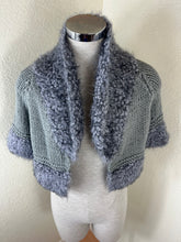 Load image into Gallery viewer, Emilio Pucci Gray Chunky Knit Cardigan Sweater Faux Fur Trim Metallic Open Front XS Small 0 2 4
