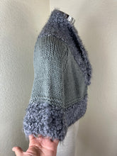 Load image into Gallery viewer, Emilio Pucci Gray Chunky Knit Cardigan Sweater Faux Fur Trim Metallic Open Front XS Small 0 2 4
