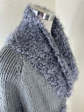 Load image into Gallery viewer, Emilio Pucci Gray Chunky Knit Cardigan Sweater Faux Fur Trim Metallic Open Front XS Small 0 2 4
