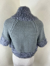 Load image into Gallery viewer, Emilio Pucci Gray Chunky Knit Cardigan Sweater Faux Fur Trim Metallic Open Front XS Small 0 2 4

