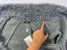 Load image into Gallery viewer, Emilio Pucci Gray Chunky Knit Cardigan Sweater Faux Fur Trim Metallic Open Front XS Small 0 2 4
