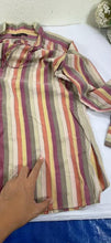 Load image into Gallery viewer, Louis Vuitton Striped Silk Cotton Blouse Top 40 M Quilted Padded Shoulder Cuff V-Neck Small Medium 6 7 8
