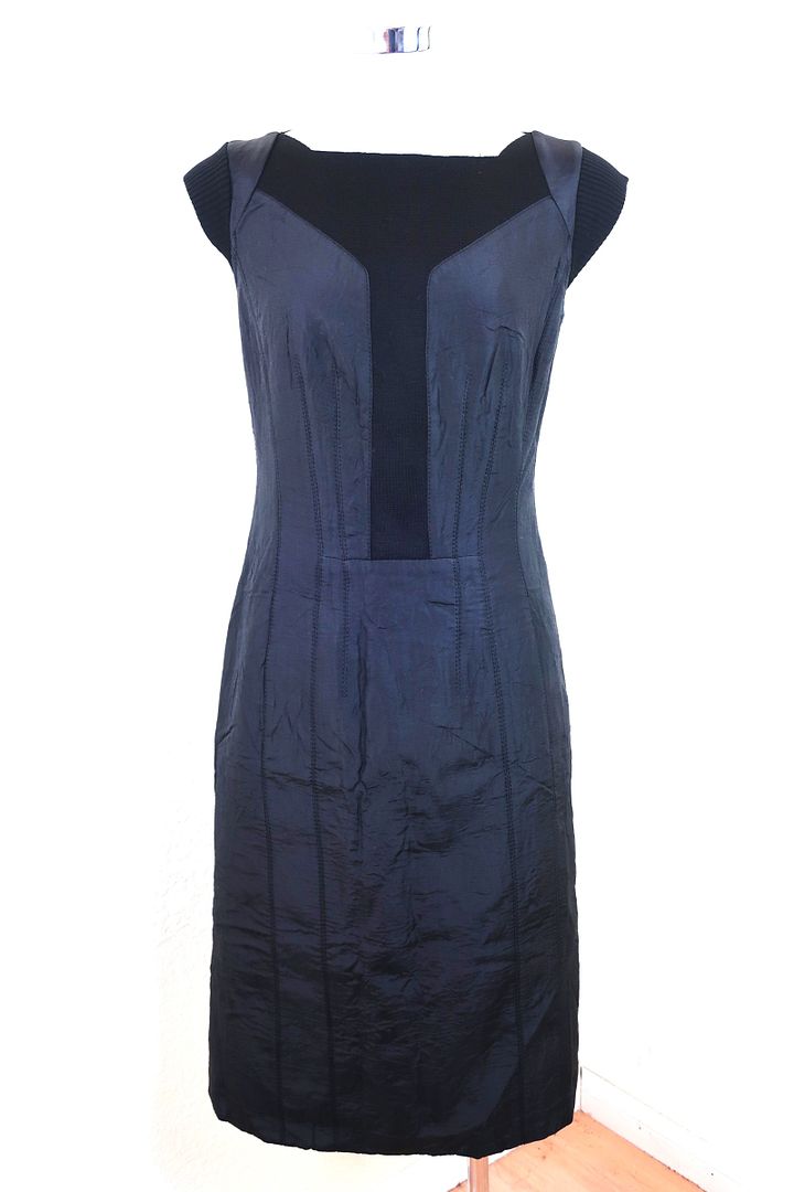 CIVIDINI Silk Wool Black Panel LBD Little Dress Small 40 2 4 6