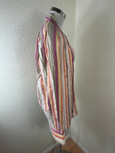 Load image into Gallery viewer, Louis Vuitton Striped Silk Cotton Blouse Top 40 M Quilted Padded Shoulder Cuff V-Neck Small Medium 6 7 8
