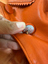 Load image into Gallery viewer, Vintage KENZO JUNGLE Orange Lambskin Leather Jacket Blazer Made In Belgium Sz 36 Small 2 4
