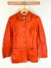 Load image into Gallery viewer, Vintage KENZO JUNGLE Orange Lambskin Leather Jacket Blazer Made In Belgium Sz 36 Small 2 4

