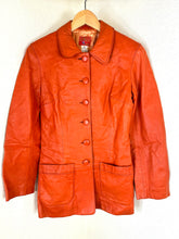 Load image into Gallery viewer, Vintage KENZO JUNGLE Orange Lambskin Leather Jacket Blazer Made In Belgium Sz 36 Small 2 4
