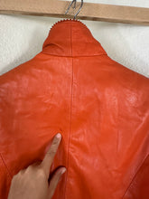 Load image into Gallery viewer, Vintage KENZO JUNGLE Orange Lambskin Leather Jacket Blazer Made In Belgium Sz 36 Small 2 4
