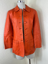 Load image into Gallery viewer, Vintage KENZO JUNGLE Orange Lambskin Leather Jacket Blazer Made In Belgium Sz 36 Small 2 4
