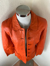 Load image into Gallery viewer, Vintage KENZO JUNGLE Orange Lambskin Leather Jacket Blazer Made In Belgium Sz 36 Small 2 4
