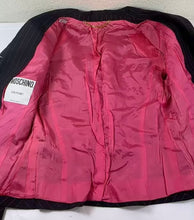 Load image into Gallery viewer, Vintage Moschino Couture Diagonal Pinstripe Blazer Jacket Black Pink Modern XS S 0 2 4
