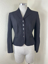 Load image into Gallery viewer, Vintage Moschino Couture Diagonal Pinstripe Blazer Jacket Black Pink Modern XS S 0 2 4

