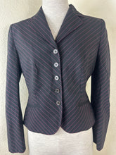 Load image into Gallery viewer, Vintage Moschino Couture Diagonal Pinstripe Blazer Jacket Black Pink Modern XS S 0 2 4
