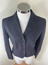 Load image into Gallery viewer, Vintage Moschino Couture Diagonal Pinstripe Blazer Jacket Black Pink Modern XS S 0 2 4
