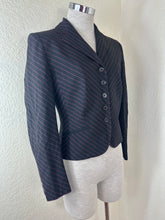 Load image into Gallery viewer, Vintage Moschino Couture Diagonal Pinstripe Blazer Jacket Black Pink Modern XS S 0 2 4
