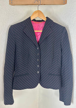 Load image into Gallery viewer, Vintage Moschino Couture Diagonal Pinstripe Blazer Jacket Black Pink Modern XS S 0 2 4
