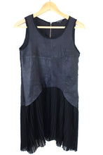 Load image into Gallery viewer, PATRIZIA PEPE Black Pleated Bottom Leather SLeevess Mini Dress Tunic XS Small 0 2 4
