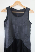 Load image into Gallery viewer, PATRIZIA PEPE Black Pleated Bottom Leather SLeevess Mini Dress Tunic XS Small 0 2 4
