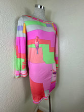 Load image into Gallery viewer, Vintage Leonard Paris Silk Jersey Asymmetrical Shift Dress Birds Print Size M 4 6
