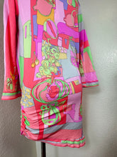 Load image into Gallery viewer, Vintage Leonard Paris Silk Jersey Asymmetrical Shift Dress Birds Print Size M 4 6
