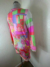 Load image into Gallery viewer, Vintage Leonard Paris Silk Jersey Asymmetrical Shift Dress Birds Print Size M 4 6
