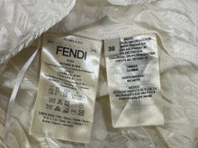 Load image into Gallery viewer, Fendi White Silk Jacquard Cursive Logo Cape Blouse IT 36 Xs S 0 2 4
