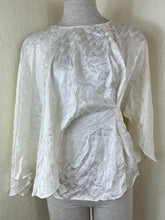 Load image into Gallery viewer, Fendi White Silk Jacquard Cursive Logo Cape Blouse IT 36 Xs S 0 2 4
