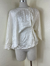 Load image into Gallery viewer, Fendi White Silk Jacquard Cursive Logo Cape Blouse IT 36 Xs S 0 2 4
