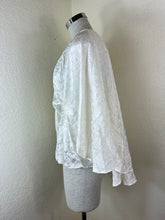 Load image into Gallery viewer, Fendi White Silk Jacquard Cursive Logo Cape Blouse IT 36 Xs S 0 2 4
