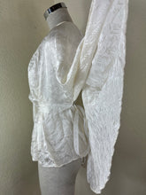 Load image into Gallery viewer, Fendi White Silk Jacquard Cursive Logo Cape Blouse IT 36 Xs S 0 2 4
