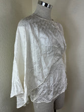 Load image into Gallery viewer, Fendi White Silk Jacquard Cursive Logo Cape Blouse IT 36 Xs S 0 2 4
