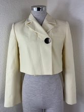 Load image into Gallery viewer, Rare GANNI Pale Banana Yellow Crop Blazer Jacket Eco Suiting – Size 32 (US 0) XS S 0 2
