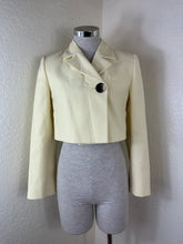 Load image into Gallery viewer, Rare GANNI Pale Banana Yellow Crop Blazer Jacket Eco Suiting – Size 32 (US 0) XS S 0 2
