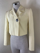 Load image into Gallery viewer, Rare GANNI Pale Banana Yellow Crop Blazer Jacket Eco Suiting – Size 32 (US 0) XS S 0 2
