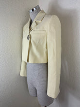 Load image into Gallery viewer, Rare GANNI Pale Banana Yellow Crop Blazer Jacket Eco Suiting – Size 32 (US 0) XS S 0 2
