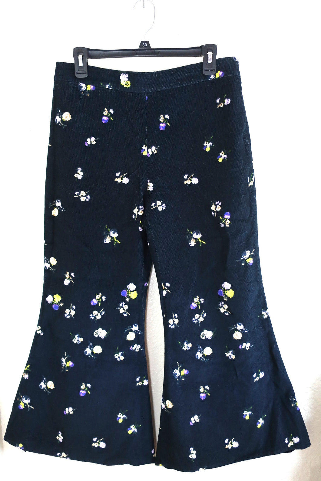 ACNE STUDIO Blue Floral Wide Bottom Kick-flare Corduroy Cotton Pants Medium 40 6 7 8
