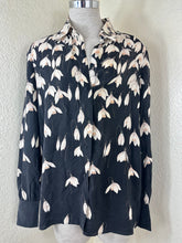 Load image into Gallery viewer, Valentino Garavani Silk Snowdrop Floral Print Blouse Black Ivory IT 44 US M 7 8
