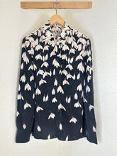 Load image into Gallery viewer, Valentino Garavani Silk Snowdrop Floral Print Blouse Black Ivory IT 44 US M 7 8
