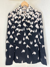 Load image into Gallery viewer, Valentino Garavani Silk Snowdrop Floral Print Blouse Black Ivory IT 44 US M 7 8
