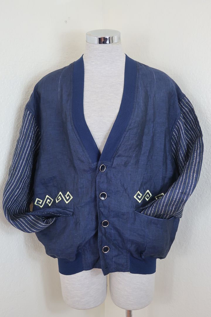 NWT Vintage MAURO MILANDRI Blue Pockets Sweater Blazer Jacket Large 50