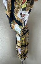 Load image into Gallery viewer, 90s Moschino Jeans Art Gallery Shirt Ruffle Framed Mona Lisa Picasso 46 Unisex S Man L Woman
