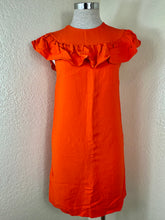 Load image into Gallery viewer, Miu Miu 2015 Vibrant Orange Ruffle Shift Mini Dress Size IT 38 US XS S 0 2 4
