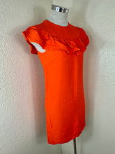 Load image into Gallery viewer, Miu Miu 2015 Vibrant Orange Ruffle Shift Mini Dress Size IT 38 US XS S 0 2 4
