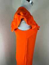 Load image into Gallery viewer, Miu Miu 2015 Vibrant Orange Ruffle Shift Mini Dress Size IT 38 US XS S 0 2 4
